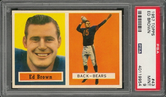 1957 Topps Football #43 Ed Brown – PSA MINT 9
